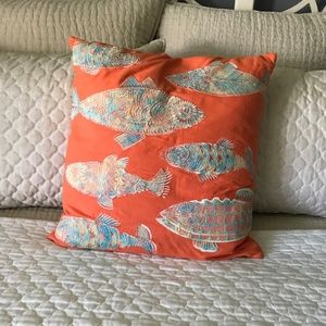Tommy Bahama Batik Fish Sunset Orange Throw Pillow 20" x 20"